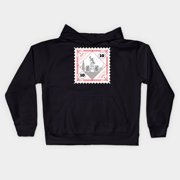 New York Stamp Design Kids Hoodie by kursatunsal